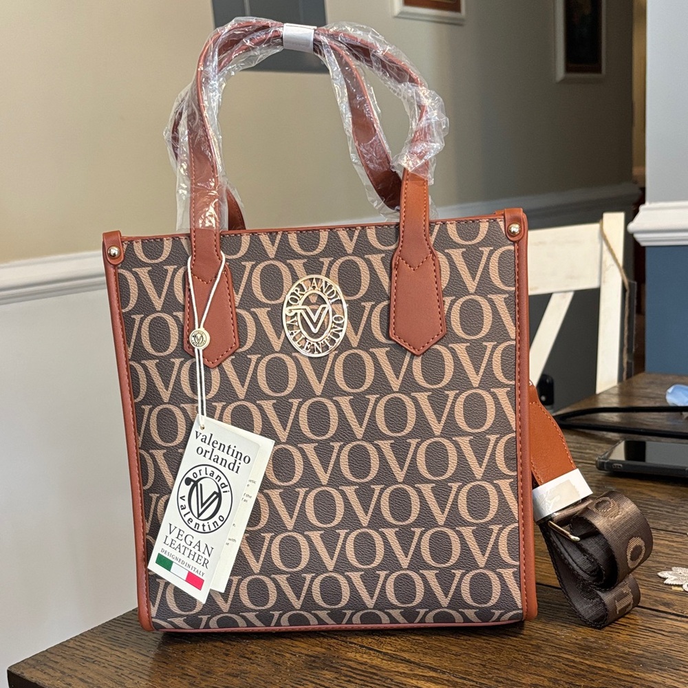 Valentino Orlandi Brown Logo Tote